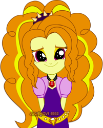 Size: 1600x1987 | Tagged: safe, artist:jucamovi1992, adagio dazzle, equestria girls, adoragio, clothes, cute, female, gem, hands behind back, looking at you, simple background, siren gem, smiling, solo, transparent background, when she smiles