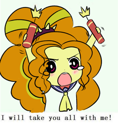 Size: 1027x1085 | Tagged: artist needed, safe, adagio dazzle, equestria girls, adoragio, blushing, chibi, cute, explosives, half-pint adagio, solo, this will end in death, tnt