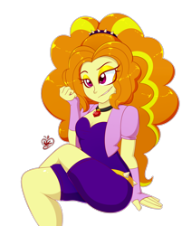 Size: 1600x1900 | Tagged: safe, artist:notenoughapples, adagio dazzle, equestria girls, rainbow rocks, breasts, cleavage, clothes, crossed legs, female, fingerless gloves, gem, gloves, long hair, simple background, siren gem, sitting, smiling, smirk, solo, spiked headband, transparent background