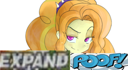 Size: 924x507 | Tagged: safe, artist:kotoura shogo, adagio dazzle, human, equestria girls, rainbow rocks, caption, cropped, expand dong, exploitable meme, female, hair, image macro, looking at you, meme, reaction image, solo