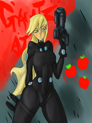 Size: 3000x4000 | Tagged: safe, artist:aweopalta, applejack, equestria girls, clothes, cosplay, costume, crossover, gantz, solo