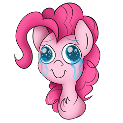 Size: 2048x2048 | Tagged: safe, artist:vanillashineart, pinkie pie, earth pony, pony, bust, chest fluff, colored pupils, crying, cute, derp, diapinkes, heart eyes, portrait, simple background, solo, transparent background, wingding eyes