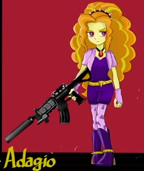 Size: 827x981 | Tagged: safe, artist:bojack_mlplove, adagio dazzle, equestria girls, boots, female, gun, m4a1, shoes, solo, suppressor, weapon