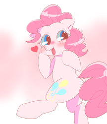 Size: 1920x2227 | Tagged: safe, artist:monon0, pinkie pie, earth pony, pony, bipedal, blushing, cute, diapinkes, dock, female, heart, looking back, mare, open mouth, solo