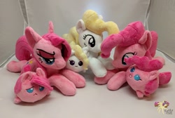 Size: 800x537 | Tagged: safe, artist:ketika, pinkie pie, surprise, blob, chibi, custom, irl, photo, pinkamena diane pie, plushie, toy, trinity pie