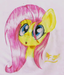 Size: 1700x2000 | Tagged: safe, artist:chikiz65, fluttershy, pegasus, pony, bust, colored, head, letter, looking up, open mouth, portrait, solo, traditional art