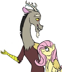 Size: 771x886 | Tagged: safe, artist:wickedhex, discord, fluttershy, pegasus, pony, discoshy, male, shipping, straight