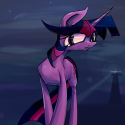 Size: 1000x1000 | Tagged: safe, artist:senx, derpibooru import, twilight sparkle, unicorn twilight, pony, unicorn, lighthouse, solo