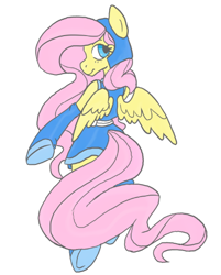 Size: 420x522 | Tagged: artist needed, safe, fluttershy, pegasus, pony, semi-anthro, bipedal, clothes, dress, looking at you, looking back, looking over shoulder, simple background, solo, stockings, white background