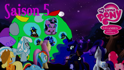 Size: 1920x1080 | Tagged: safe, artist:rose80149, derpibooru import, applejack, fluttershy, nightmare moon, pinkie pie, rainbow dash, rarity, surprise, twilight sparkle, oc, oc:blitz, oc:burst, oc:snowdrop, alicorn, earth pony, pegasus, pony, unicorn, french, shadowbolts, twivine sparkle