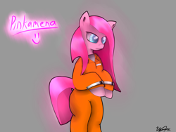 Size: 4000x3000 | Tagged: safe, artist:brendanamato, pinkie pie, earth pony, pony, clothes, cuffs, pinkamena diane pie, prison outfit, prisoner, prisoner pp, solo