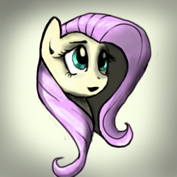 Size: 480x480 | Tagged: safe, artist:ferexes, fluttershy, pegasus, pony, bust, gradient background, looking away, looking up, open mouth, portrait, solo