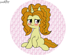 Size: 2048x1536 | Tagged: safe, artist:kimjoman, adagio dazzle, pony, blushing, cute, equestria girls ponified, female, heart, heart eyes, music notes, one hoof raised, ponified, sitting, solo, wingding eyes