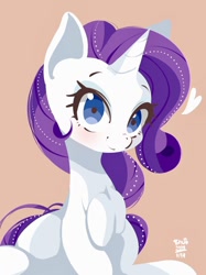 Size: 1028x1378 | Tagged: safe, artist:tohupo, rarity, pony, unicorn, female, heart, looking at you, mare, simple background, solo