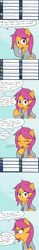 Size: 1280x8263 | Tagged: safe, artist:jake heritagu, scootaloo, pony, comic:ask motherly scootaloo, ask, blushing, clothes, cloud, cloudy, comic, motherly scootaloo, sweatshirt, tumblr