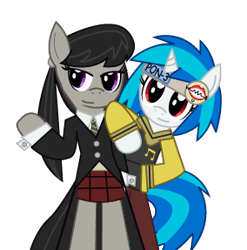 Size: 284x287 | Tagged: safe, artist:sonic-chaos, dj pon-3, octavia melody, vinyl scratch, earth pony, pony, anime, cosplay, crossover, parody, simple background, soul eater, soul evans, transparent background