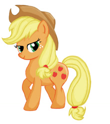 Size: 1134x1280 | Tagged: safe, artist:hircreacc, applejack, earth pony, pony, applejack's hat, blonde, blonde mane, blonde tail, female, green eyes, mare, orange coat, solo