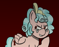 Size: 693x554 | Tagged: safe, artist:huffylime, cozy glow, pegasus, pony, bow, hair bow, pure concentrated unfiltered evil of the utmost potency, pure unfiltered evil, red background, ribbon, simple background, solo