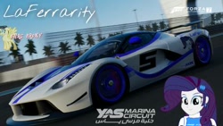 Size: 480x270 | Tagged: safe, artist:forzaveteranenigma, rarity, equestria girls, abu dhabi, car, driving, ferrari, ferrari laferrari, ferrarity, forza motorsport 7, laferrari, photo, racing, solo, united arab emirates, watermark, yas marina circuit