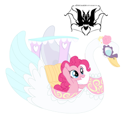 Size: 3406x3210 | Tagged: safe, artist:amysticalartist, pinkie pie, earth pony, pony, simple background, solo, swan boat, transparent background, vector