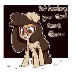 Size: 1500x1500 | Tagged: safe, artist:lou, oc, oc only, oc:louvely, earth pony, pony, dialogue, female, jewelry, looking at you, necklace, pure unfiltered evil, talking to viewer