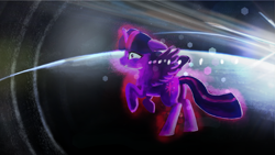 Size: 1920x1080 | Tagged: safe, artist:hierozaki, derpibooru import, twilight sparkle, twilight sparkle (alicorn), alicorn, pony, female, lens flare, mare, planet, solo, space, whoops