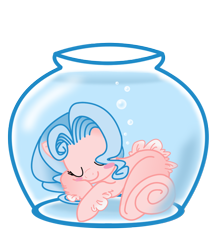 Size: 600x699 | Tagged: safe, artist:boastudio, oc, oc only, oc:bubble bath, merpony, cute, fishbowl, ocbetes, sleeping, solo