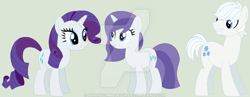 Size: 800x311 | Tagged: safe, artist:phantomblue224, double diamond, rarity, pony, unicorn, diamond duo, family, female, male, offspring, parent:double diamond, parent:rarity, parents:diamond duo, shipping, straight