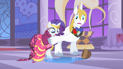 Size: 1280x720 | Tagged: safe, screencap, prince blueblood, rarity, pony, unicorn, the best night ever, hydrophobia