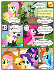 Size: 612x792 | Tagged: safe, artist:newbiespud, derpibooru import, edit, edited screencap, screencap, applejack, big macintosh, fluttershy, pinkie pie, rainbow dash, rarity, sweetie belle, twilight sparkle, unicorn twilight, earth pony, pegasus, pony, unicorn, comic:friendship is dragons, forever filly, the return of harmony, animal costume, behaving like a dog, bowtie, clothes, comic, costume, d:, dialogue, discorded, episode needed, female, hat, male, mane six, mare, mud, open mouth, pointing, raised hoof, screencap comic, sheep costume, sheepie belle, stallion, tongue out, unamused