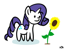 Size: 4000x3000 | Tagged: safe, artist:maneingreen, rarity, pony, unicorn, female, flower, mare, minimalist, modern art, solo, sunflower