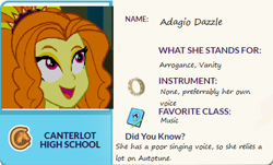 Size: 491x297 | Tagged: safe, artist:horsesplease, adagio dazzle, equestria girls, eqg profiles, exploitable meme, happy, meme, solo