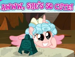 Size: 1186x916 | Tagged: safe, edit, edited screencap, screencap, cozy glow, alicorn, pony, the ending of the end, alicornified, awww, bell, captain obvious, cozy glow is best facemaker, cozybetes, cozycorn, cute, gameloft, grogar's bell, meme, pure concentrated unfiltered evil of the utmost potency, pure unfiltered evil, race swap, solo, wow! glimmer