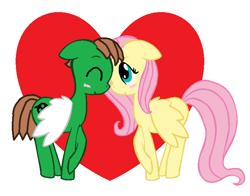 Size: 722x566 | Tagged: artist needed, safe, fluttershy, oc, oc:ian, pegasus, pony, base used, blushing, boop, canon x oc, cute, eyes closed, female, floppy ears, heart, male, mare, missing cutie mark, ms paint, noseboop, nuzzling, ocbetes, raised hoof, self insert, shipping, simple background, smiling, spread wings, stallion, straight, white background