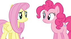 Size: 15064x8308 | Tagged: safe, artist:cyanlightning, fluttershy, pinkie pie, earth pony, pegasus, pony, buckball season, .svg available, absurd resolution, duo, looking at each other, simple background, transparent background, vector