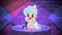 Size: 3840x2160 | Tagged: safe, artist:diigii-doll, artist:earlpeterg, artist:filiecs, artist:laszlvfx, derpibooru import, edit, cozy glow, princess celestia, queen chrysalis, alicorn, changeling, changeling queen, pegasus, pony, bow, chibi, cozy glow is best facemaker, cozybetes, cute, doll, female, foal, hair bow, happy, mare, playing, pure concentrated unfiltered evil of the utmost potency, pure unfiltered evil, toy, wallpaper, wallpaper edit