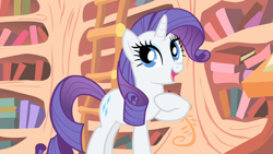 Size: 1280x720 | Tagged: safe, screencap, rarity, pony, unicorn, look before you sleep, golden oaks library, solo