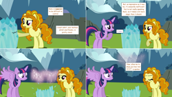 Size: 2564x1444 | Tagged: safe, artist:hakunohamikage, adagio dazzle, twilight sparkle, twilight sparkle (alicorn), alicorn, pony, ask, ask-princesssparkle, comic, ice, ponified, runes, tumblr