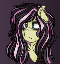 Size: 475x505 | Tagged: safe, artist:waterz-colrxz, fluttershy, pegasus, pony, bust, emo, emoshy, eyeliner, makeup, portrait, solo