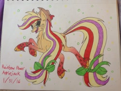 Size: 1024x768 | Tagged: safe, artist:kawaiiponeoverlord, applejack, earth pony, pony, rainbow power, solo, traditional art