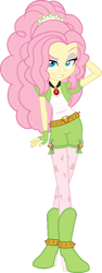 Size: 549x1457 | Tagged: safe, artist:iamsheila, artist:imperfectxiii, edit, adagio dazzle, fluttershy, equestria girls, alternate universe, amulet, boots, clothes, evil grin, eyeshadow, fusion, grin, high heel boots, looking at you, makeup, recolor, shoes, shorts, simple background, smiling, transparent background, vector, vector edit