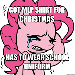 Size: 625x625 | Tagged: artist needed, safe, pinkie pie, earth pony, pony, crying, eyes closed, first world problems, image macro, meme, obligatory pony, solo