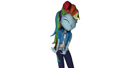 Size: 4195x2360 | Tagged: safe, artist:fazbearsparkle, derpibooru import, rainbow dash, human, better together, equestria girls, 3d, eyes closed, nervous, remake, simple background, source filmmaker, transparent background