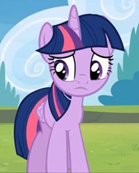 Size: 837x1045 | Tagged: safe, derpibooru import, screencap, twilight sparkle, twilight sparkle (alicorn), alicorn, pony, rainbow falls, season 4, female, mare, sad, solo