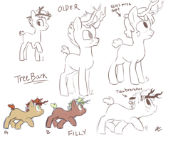 Size: 1000x807 | Tagged: safe, artist:lizombie, oc, oc only, oc:treebark, deer pony, original species, concept art, do or deer