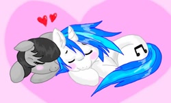 Size: 800x480 | Tagged: safe, artist:tilly-towell, dj pon-3, octavia melody, vinyl scratch, earth pony, pony, female, lesbian, scratchtavia, shipping, sleeping