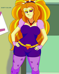 Size: 1680x2100 | Tagged: safe, artist:gusty glade, adagio dazzle, equestria girls, adagiazonga dazzle, breasts, clothes, female, fingerless gloves, gloves, hand on hip, smiling, solo