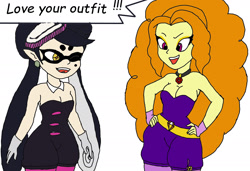Size: 2349x1605 | Tagged: artist needed, safe, adagio dazzle, equestria girls, callie, clothes, crossover, dialogue, duo, duo female, female, simple background, splatoon, white background