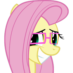 Size: 960x960 | Tagged: safe, artist:fikran0582, artist:laptosic, fluttershy, pegasus, pony, glasses, not a vector, shy, smiling, solo