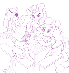 Size: 1100x1164 | Tagged: safe, artist:dstears, limestone pie, marble pie, maud pie, pinkie pie, earth pony, pony, board game, cute, diapinkes, game, group, pie sisters, pirate